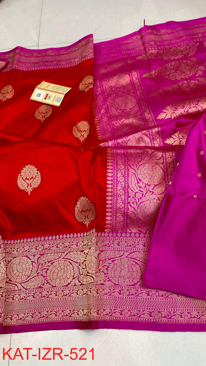 Pure Katan Silk Saree With Antique Zari Work Saree.