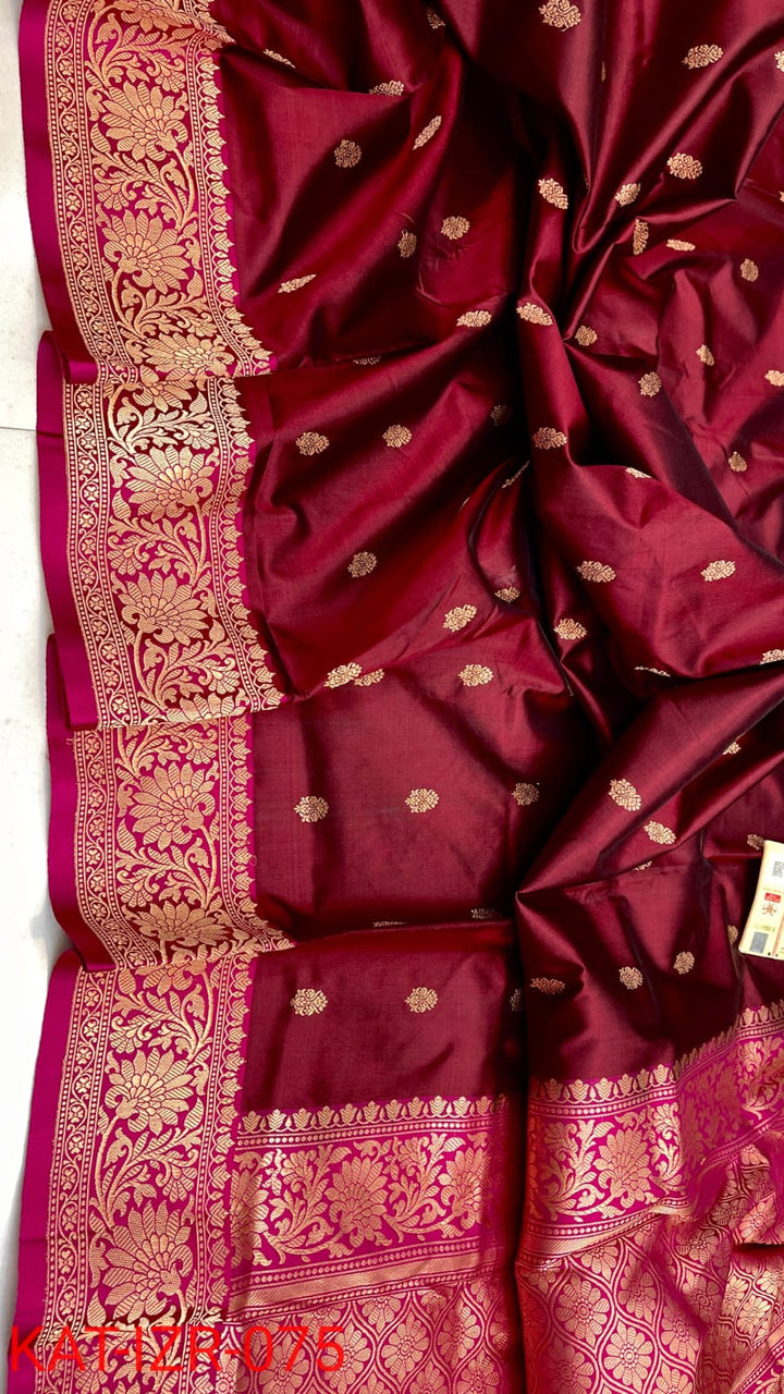 Pure Katan silk Saree with Antique Zari Work Saree.
