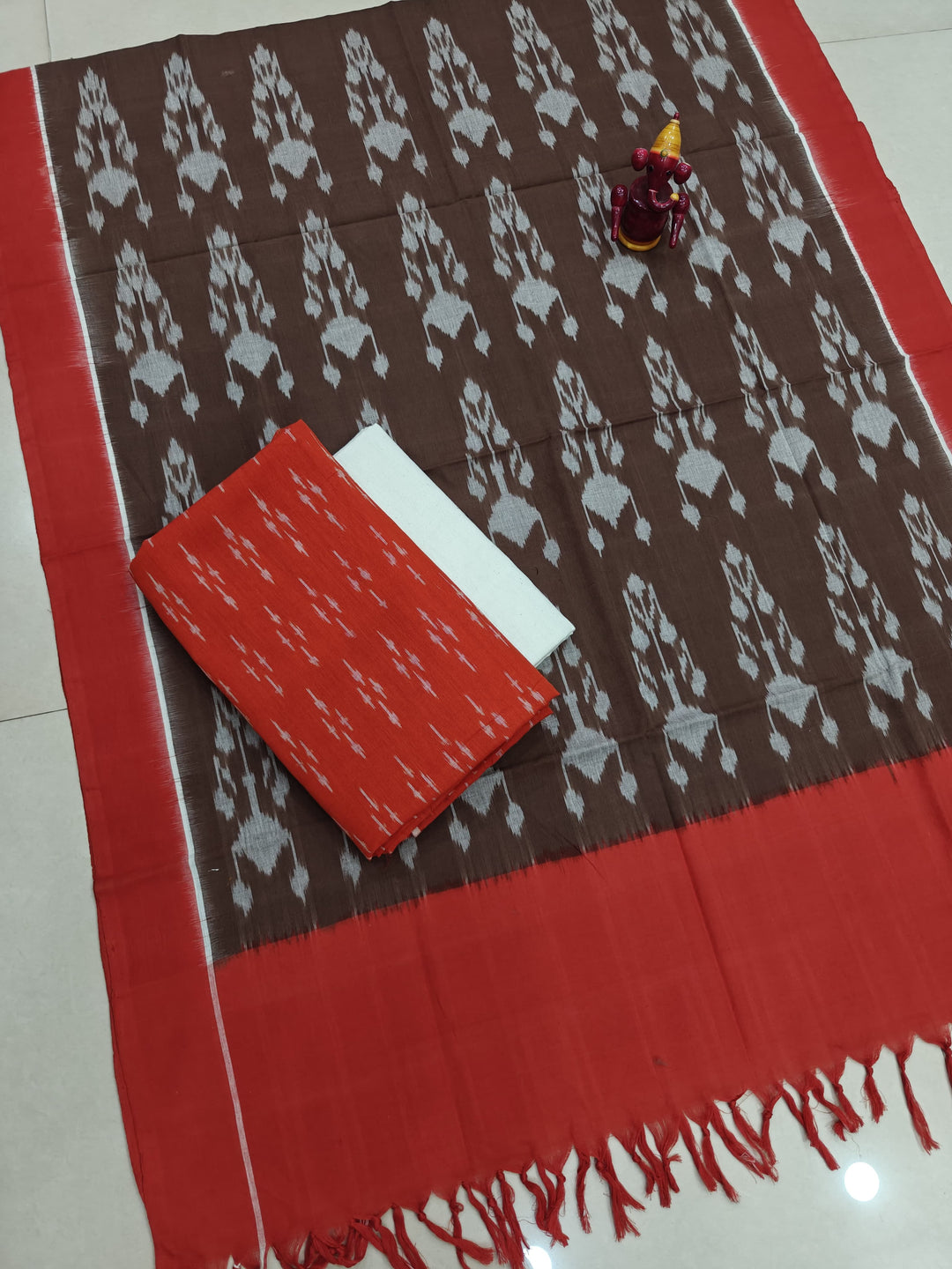 Pure Double Ikkat Cotton Unstitched Suit.