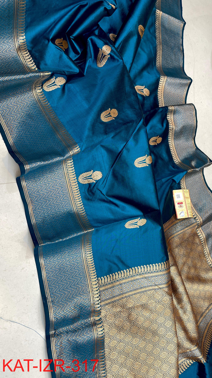 Pure Katan Silk Saree With Antique Zari Work Saree.