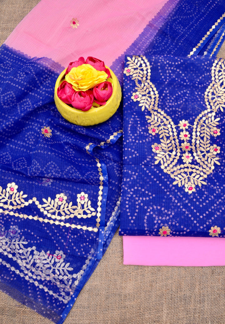 Kota Doriya Bandej Gotta Patti Work Unstitched Suit