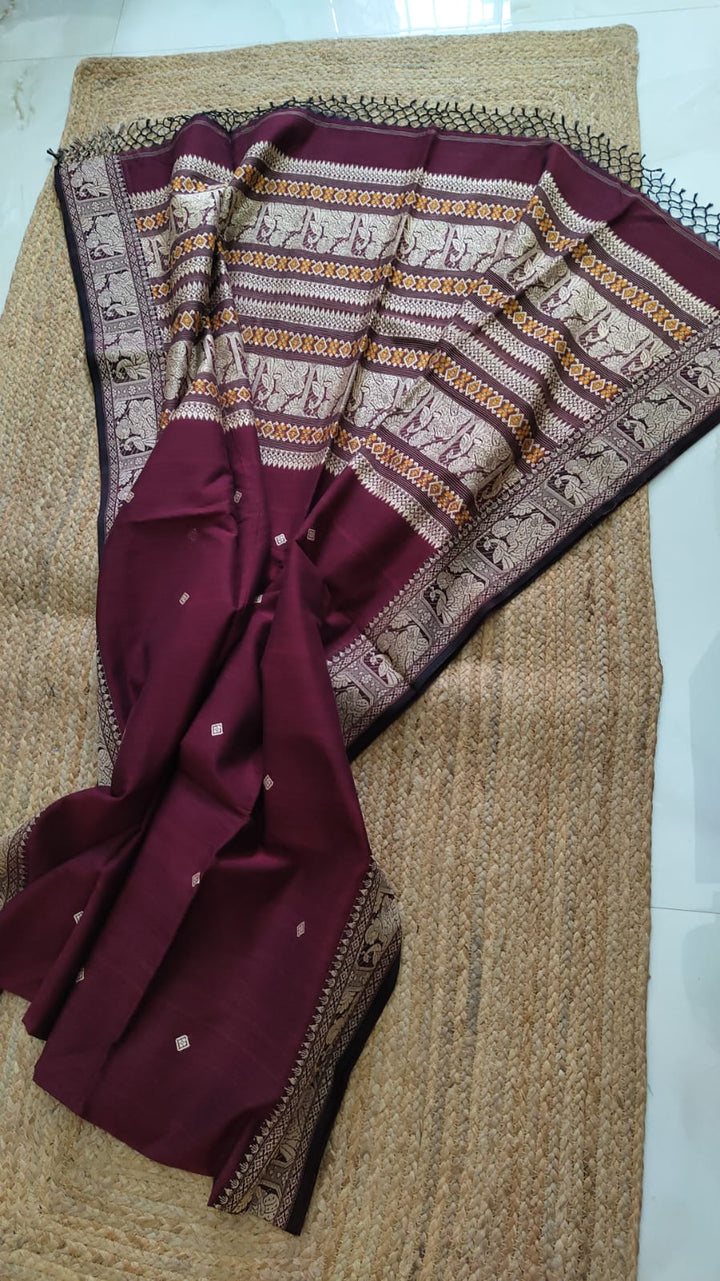 Pure Cotton Baluchuri Saree With Blouse (100count).