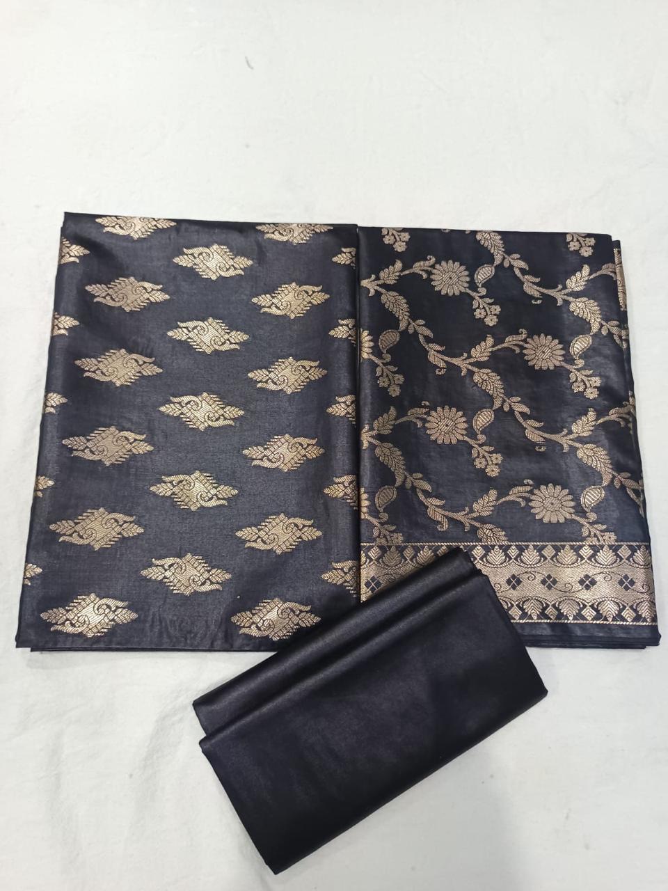 Banarasi  Resham Silk Cotton Zari  Work Unstitched Suit
