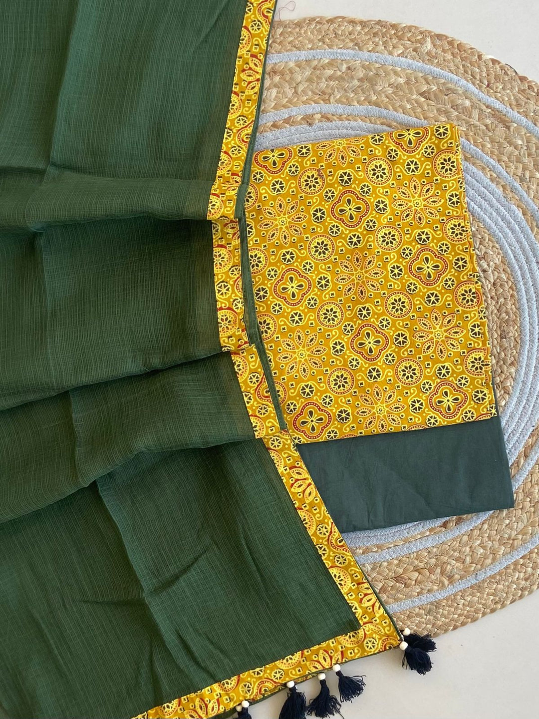Pure Cotton Azrakh Print Unstitched Suit With  cotton Duppatta