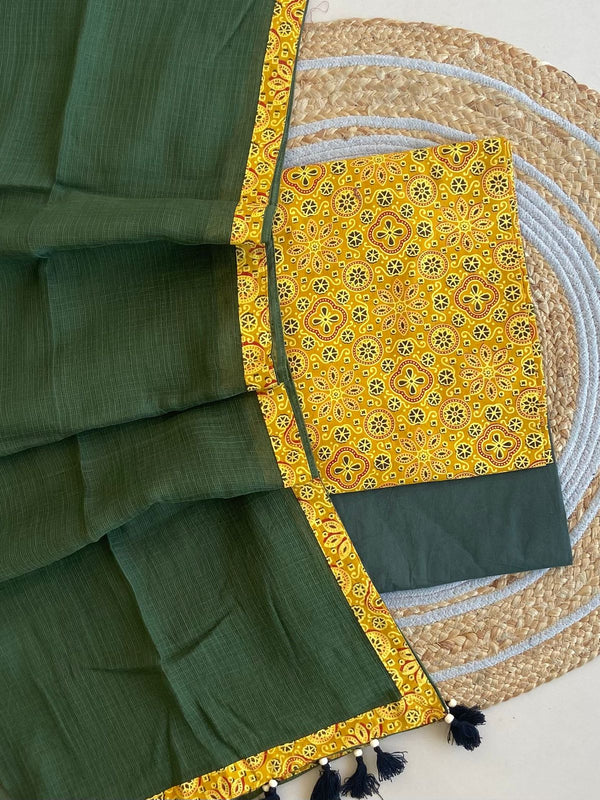 Pure Cotton Azrakh Print Unstitched Suit With  cotton Duppatta