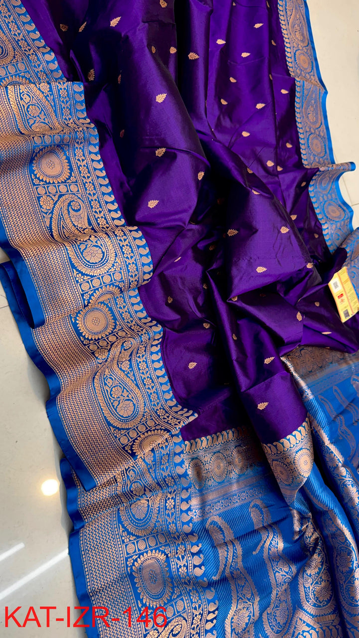 Pure Katan silk Saree with Antique Zari Work Saree.