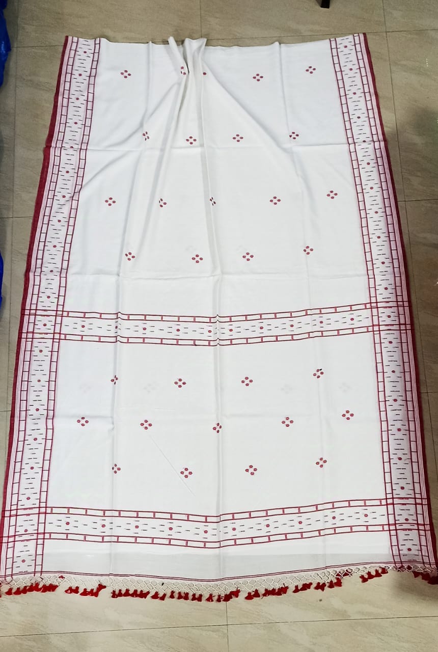 Pure Cotton jamdani Saree With Running Blouse  . ( Length- 6.3 meter