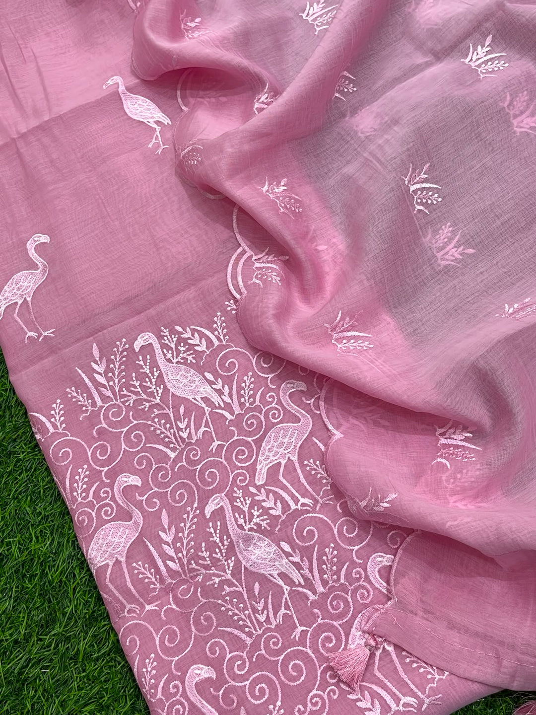 Pure Banarasi Resham Mal Chanderi Silk Unstitched Suit with Beautiful Embroidery.