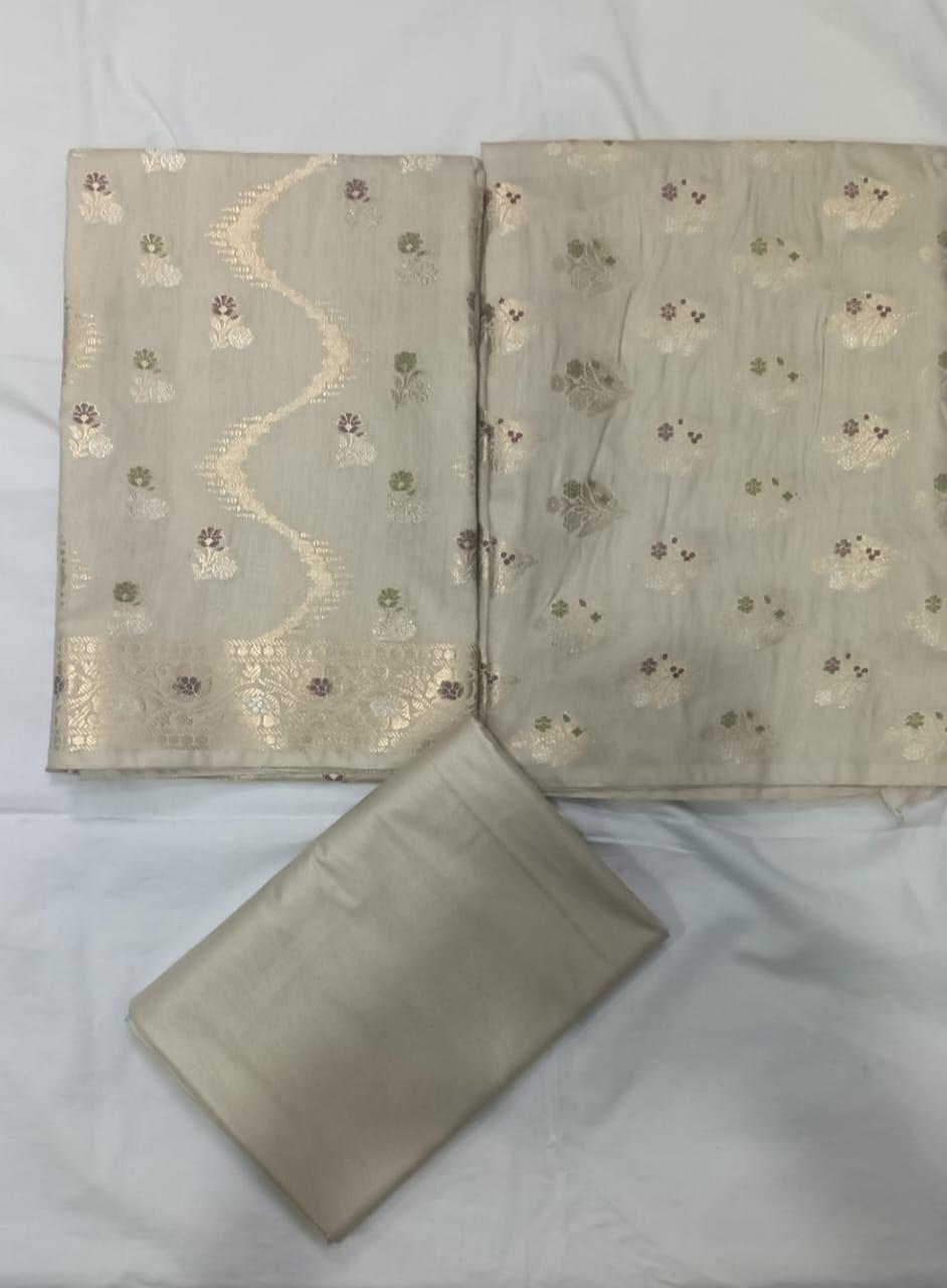 Banarasi  Resham Silk Cotton Zari  Work Unstitched Suit