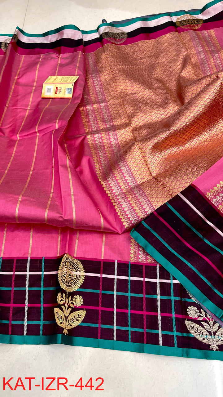 Pure Katan Silk Saree With Antique Zari Work Saree.