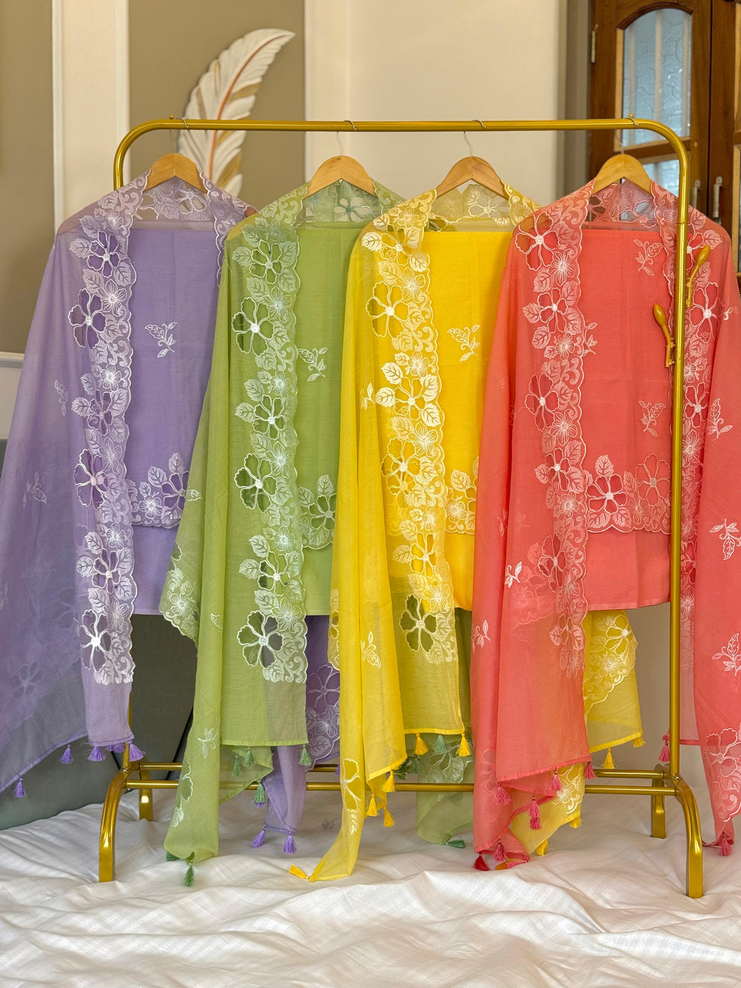 Pure Banarasi Mul Chanderi Silk Unstitched Suit With Embroidery Work