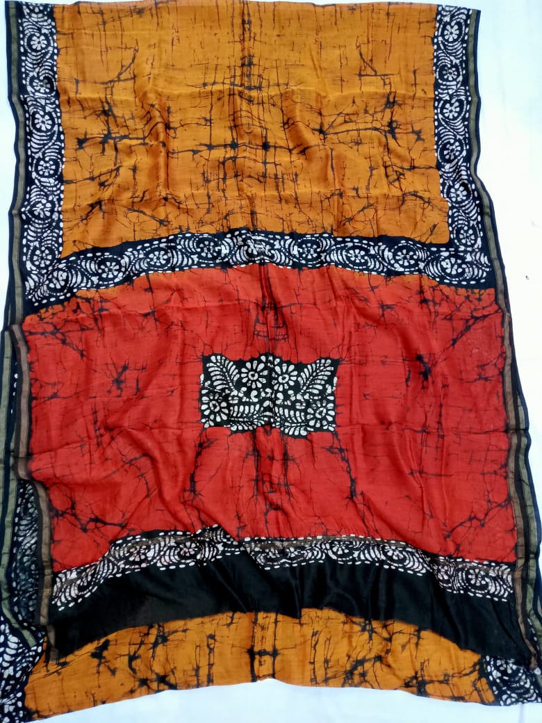 Pure Chanderi Silk Hand Block Print Saree.