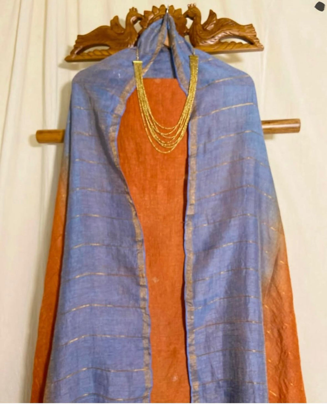 Pure Silk By Linen 2PC Jamdani Unstitched Suit with Tissue Zari Pallu