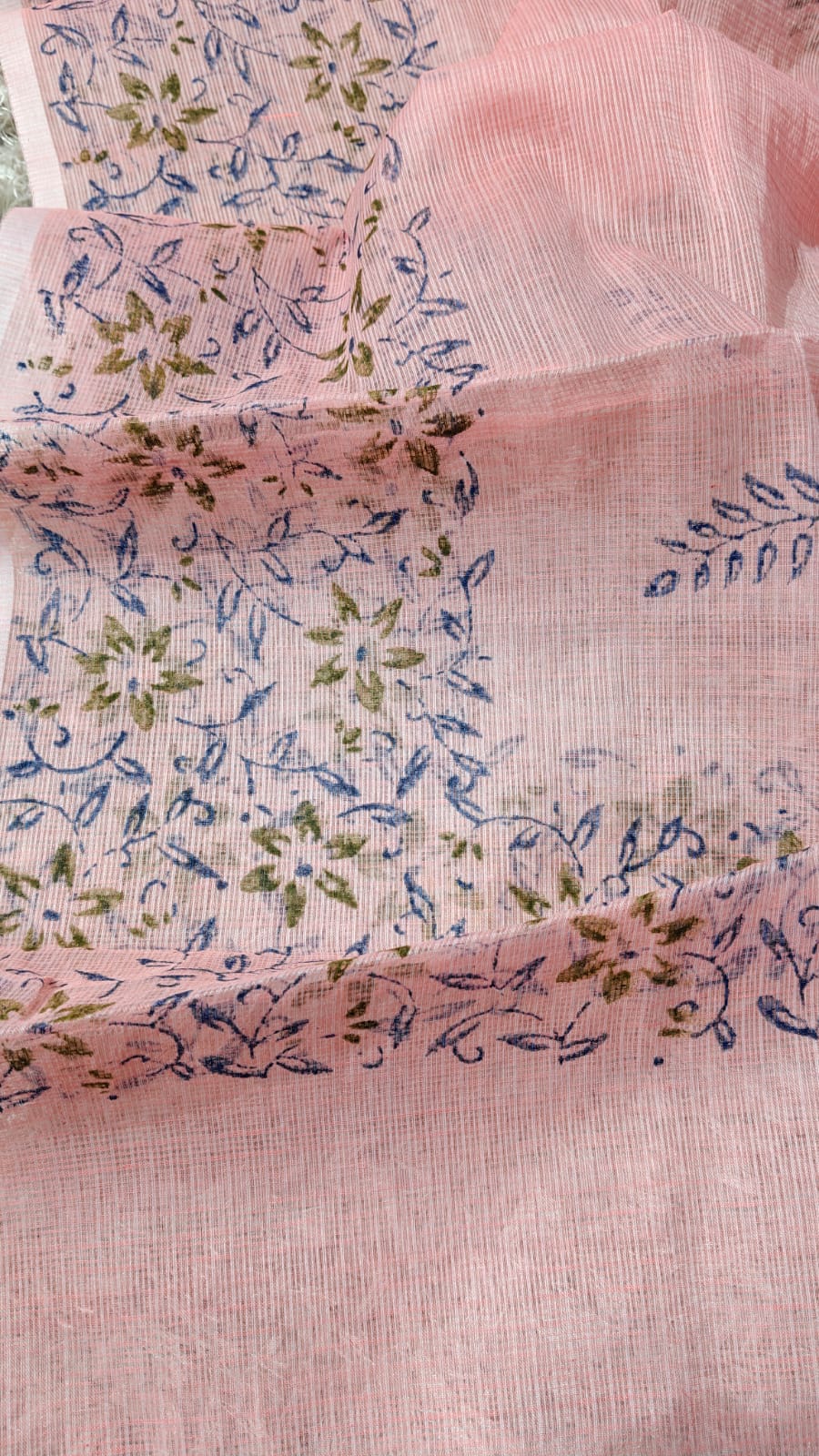 Kota Doriya Hand Print Unstitched Suit.