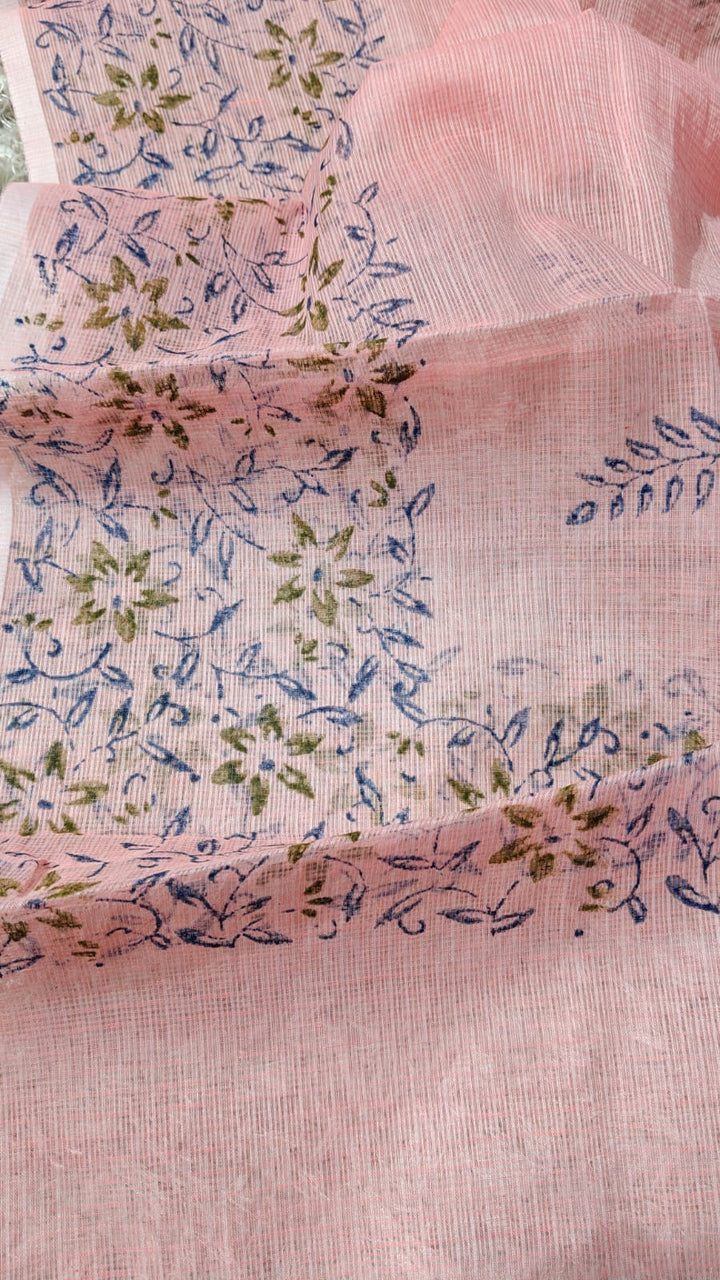 Kota Doriya Hand Print Unstitched Suit.