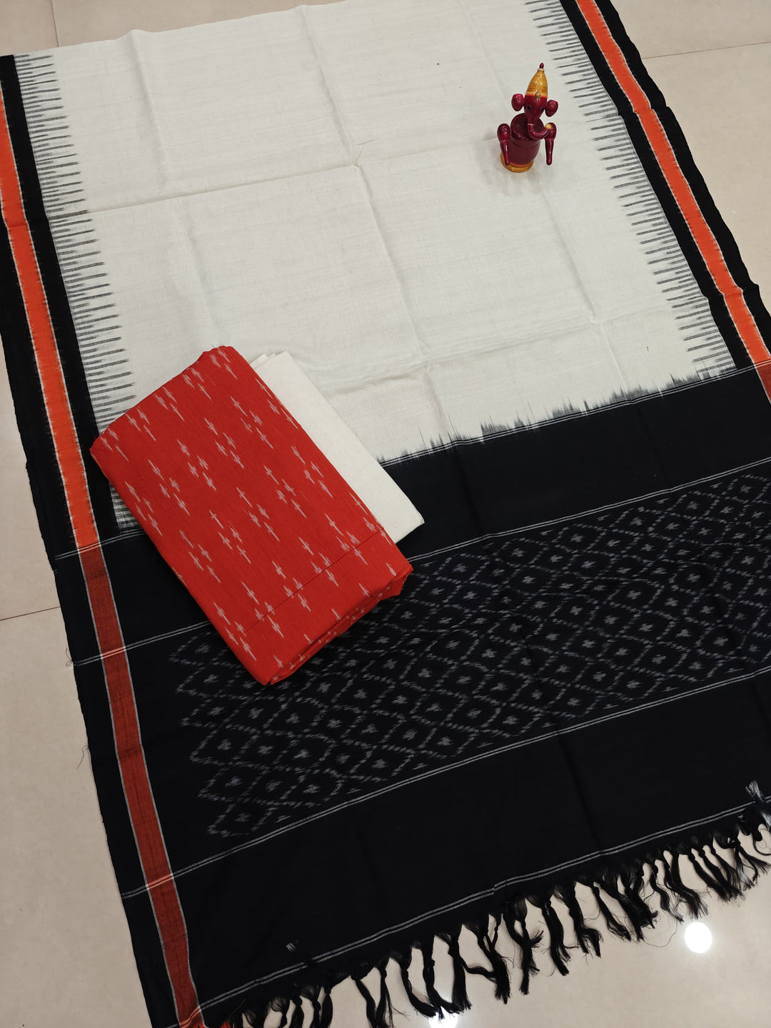 Pure Double Ikkat Cotton Unstitched Suit.