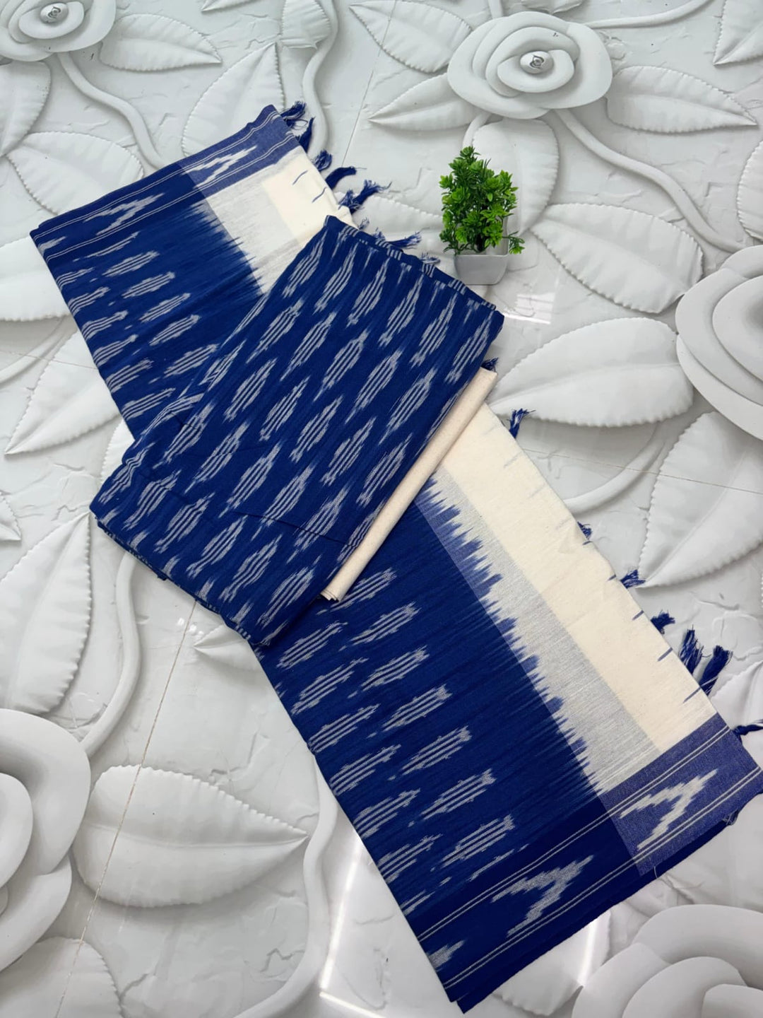 Pure Single Ikkat Cotton Unstitched Suit.