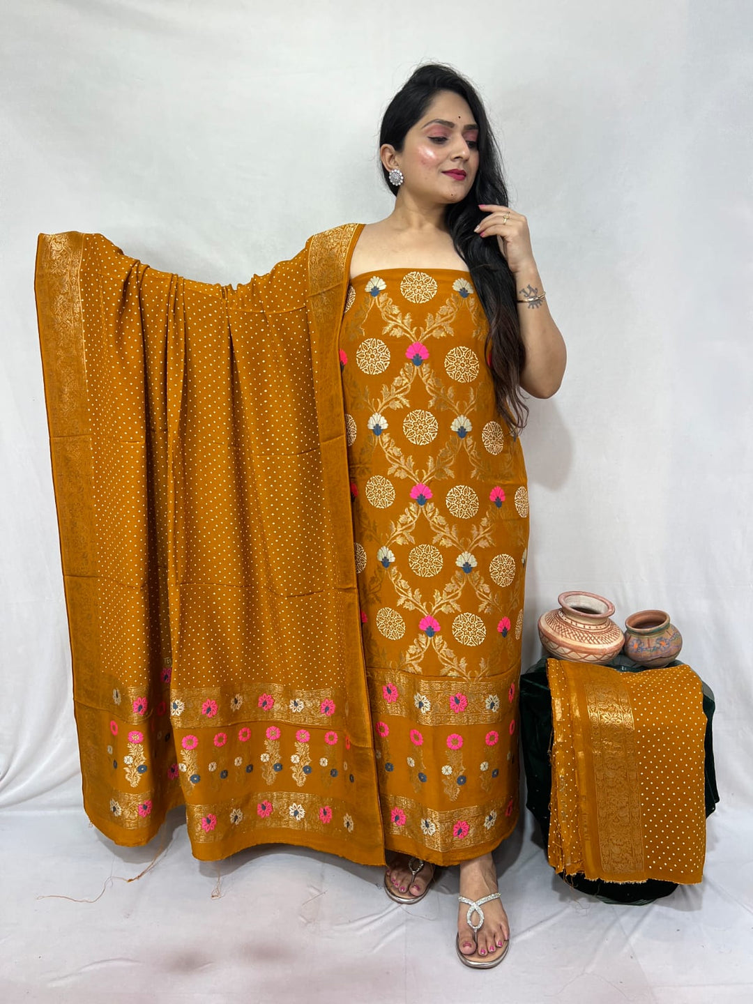 Pure Modal Silk  Unstitched Suit