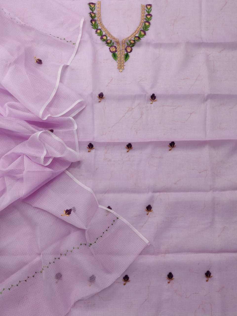 Kota Cotton Unstitched Suit With Embroidery Work