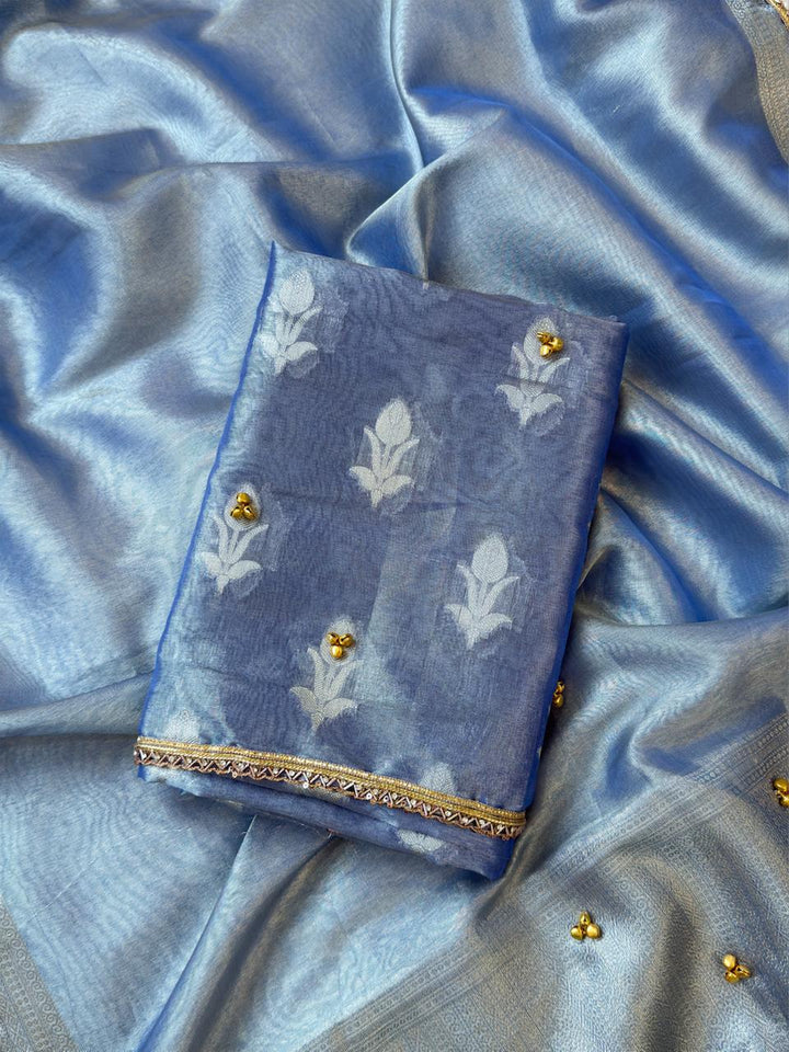 Elegant Tissue Ghungroo Unstitched  Suit