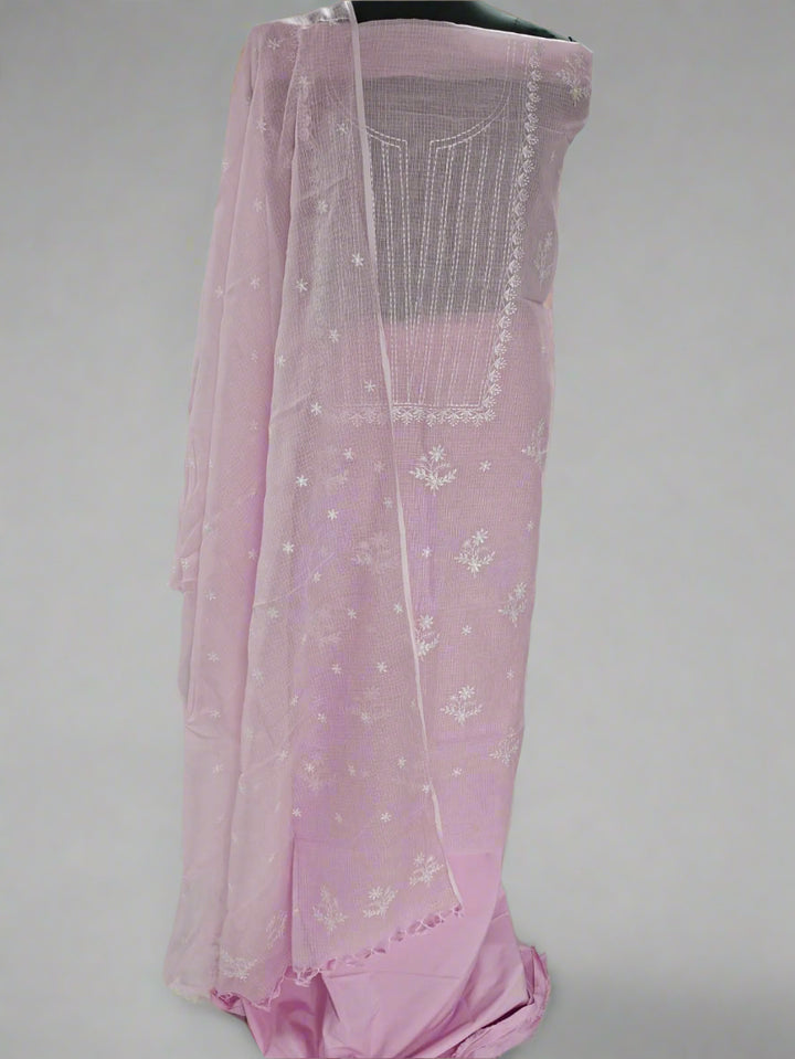 Chikankari Hand Work 2pc Unstitched Suit in Kota doria Fabric .