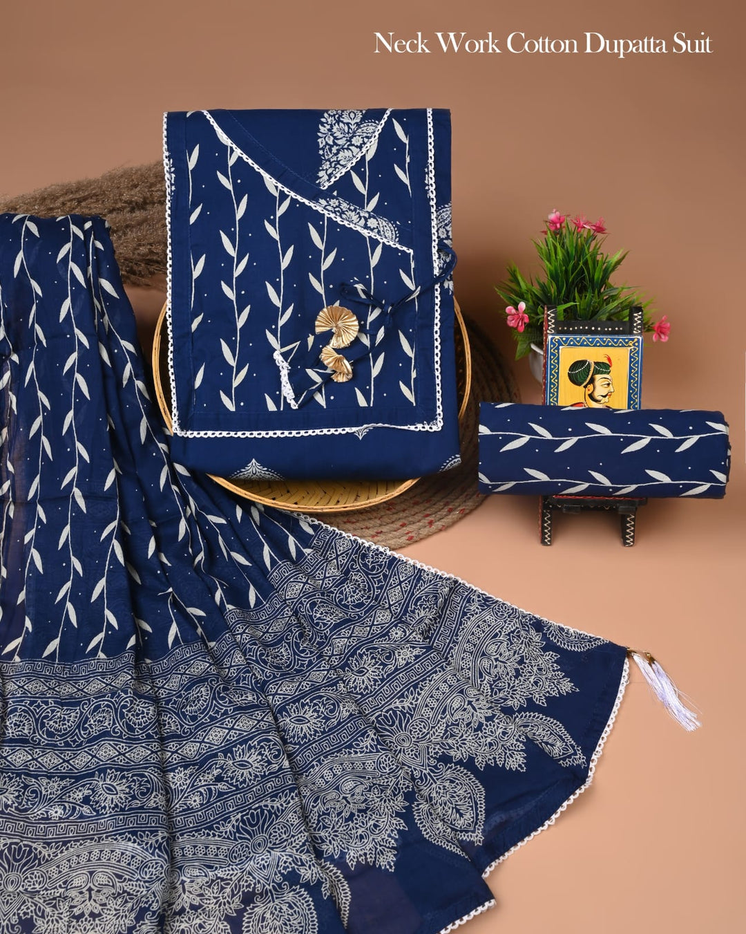 Pure Cotton Hand Block Gotta patti Work unstitched suit