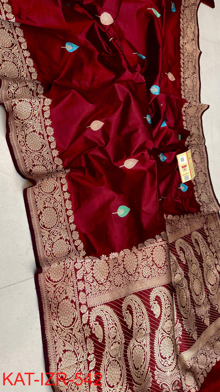 Pure Katan Silk Saree With Antique Zari Work Saree.