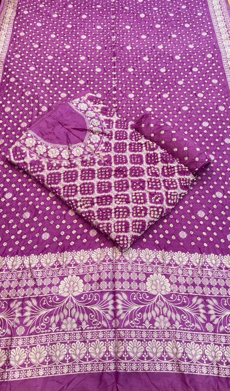 Premium 3 pc Dupion Silk Zari Work Unstitched Suit
