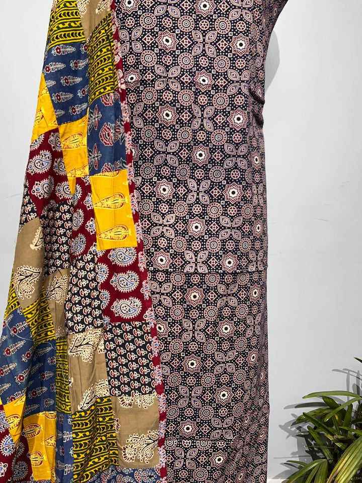 Pure Cotton Azrakh Print Unstitched suit With Dupatta