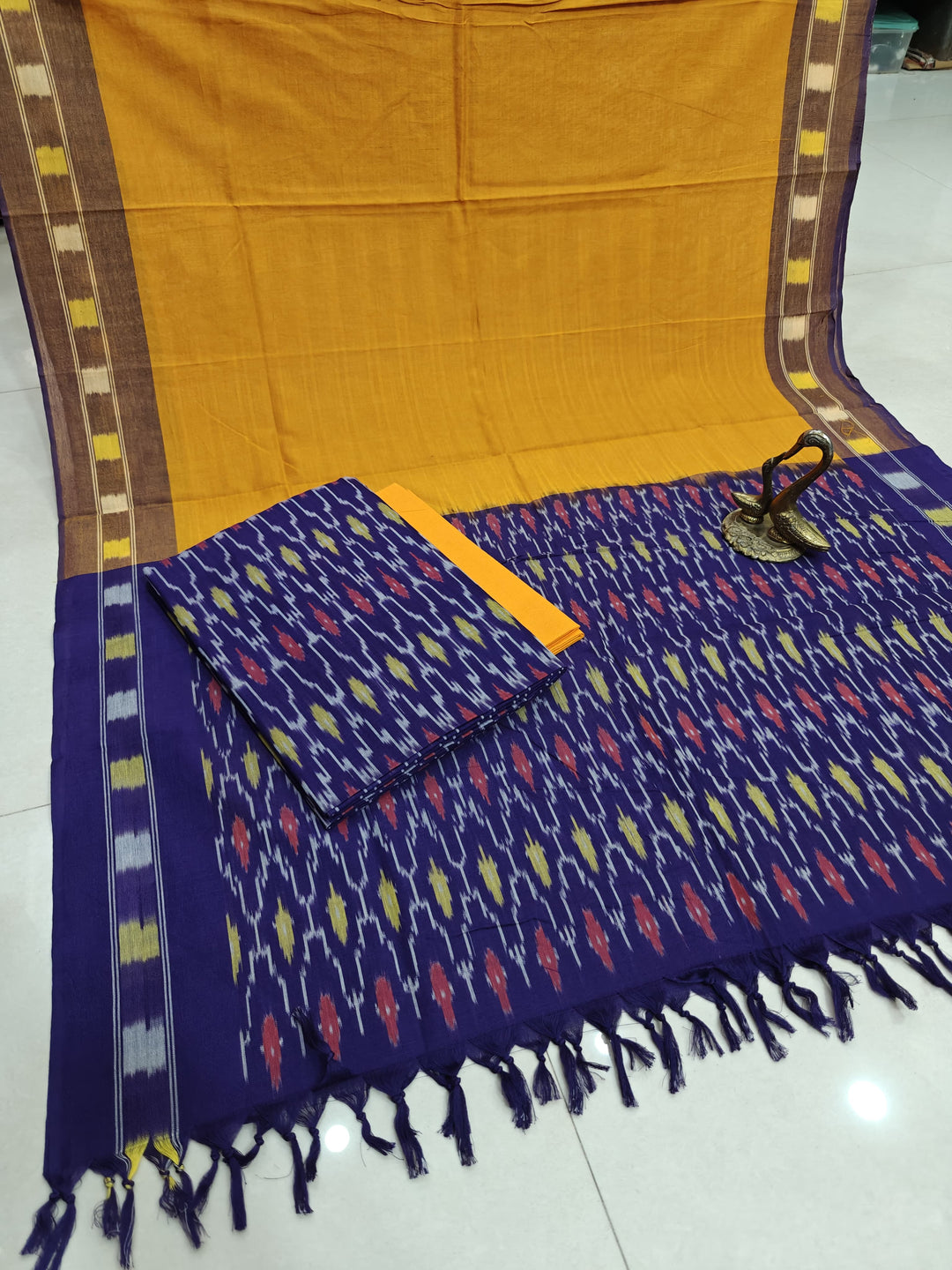 Pure mercrized Ikkat Cotton Unstitched Suit.