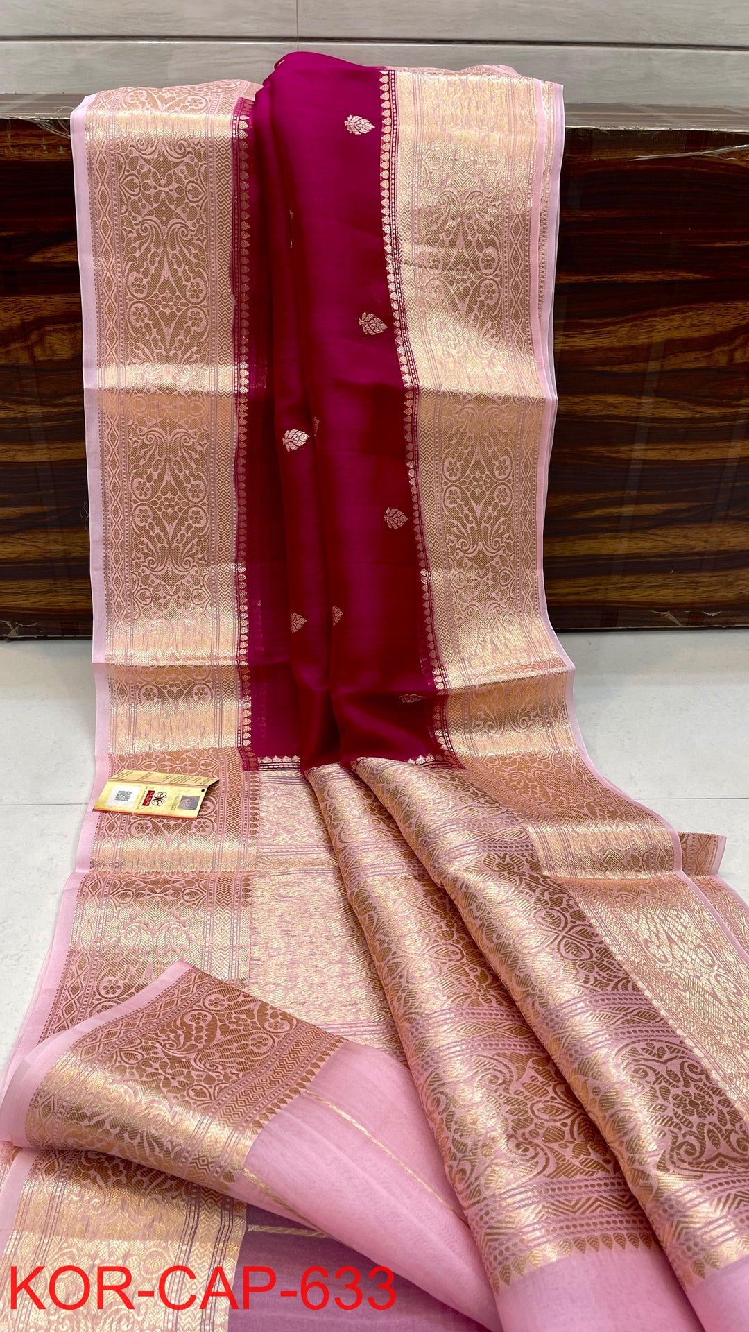 Pure Kora Organza Silk Handloom Zari Work Saree.