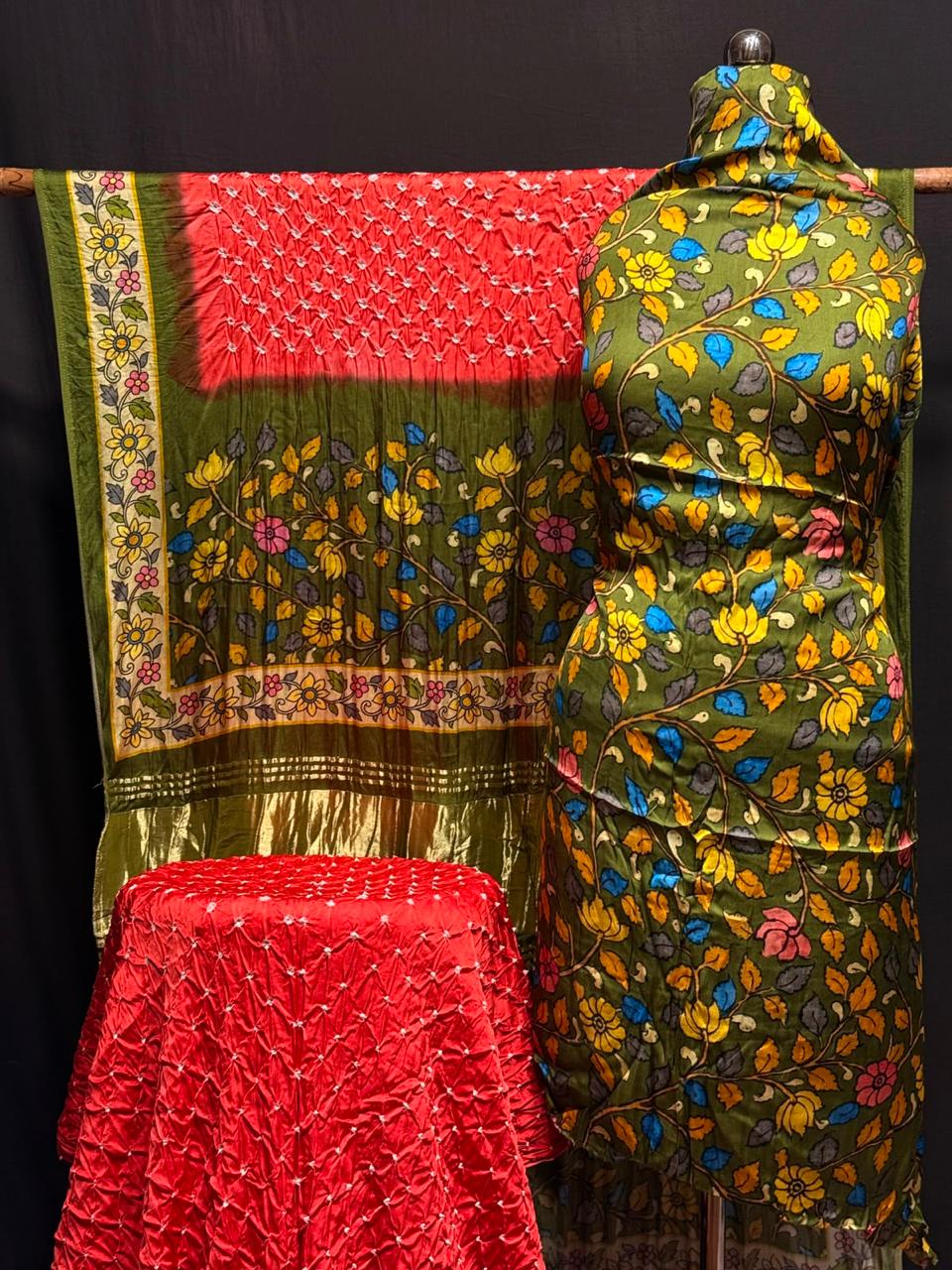 Premium 100% Pure Modal Silk Digital prints kalamkari 3-pc suits
