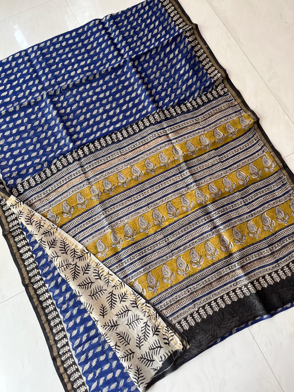 Hand Block Print Pure Chanderi Saree With Blouse