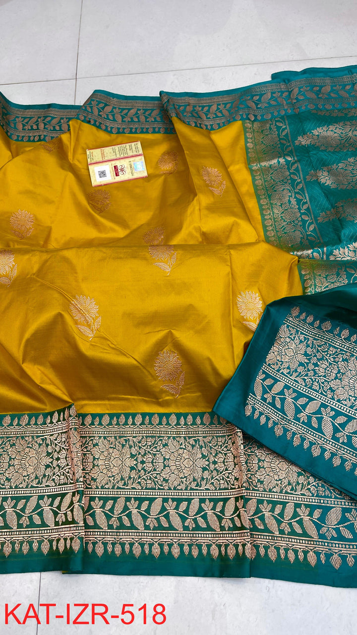 Pure Katan Silk Saree With Antique Zari Work Saree.