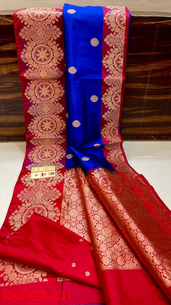 Pure Banarasi Katan Silk Saree With Antique Zari Work .