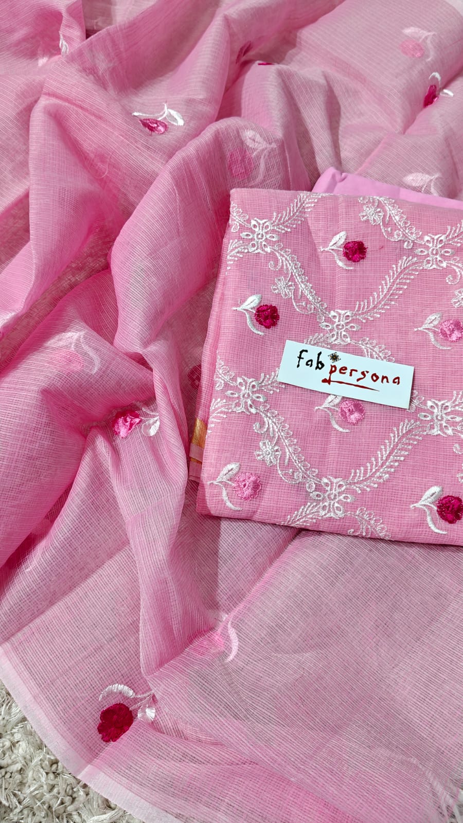 Pure Kota Doriya Embroidered Unstitched Suit With Dupatta