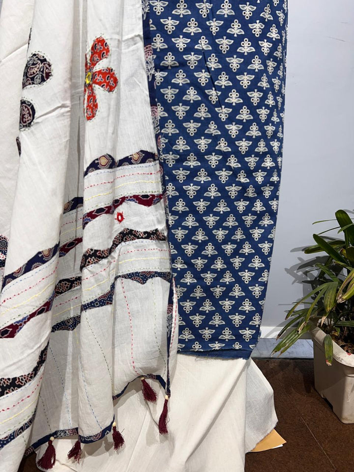 Pure Cotton Azrakh Print Unstitched suit With Dupatta