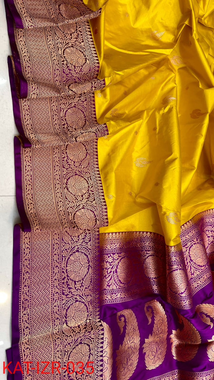 Pure Katan silk Saree with Antique Zari Work Saree.