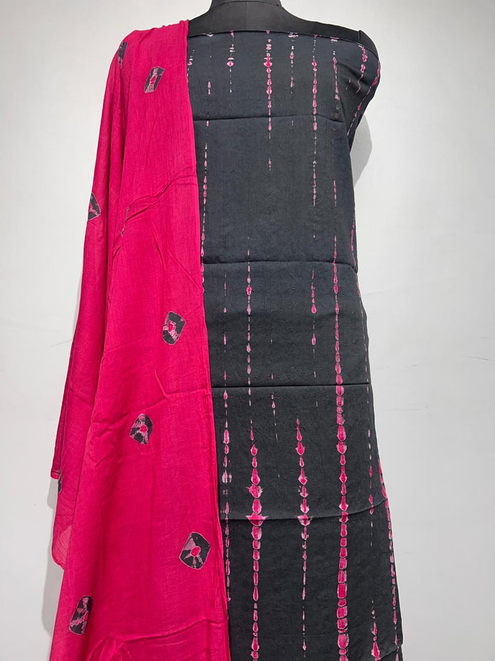 Pure Cotton Hand Block Print Unstitched Suit With Cotton Dupatta