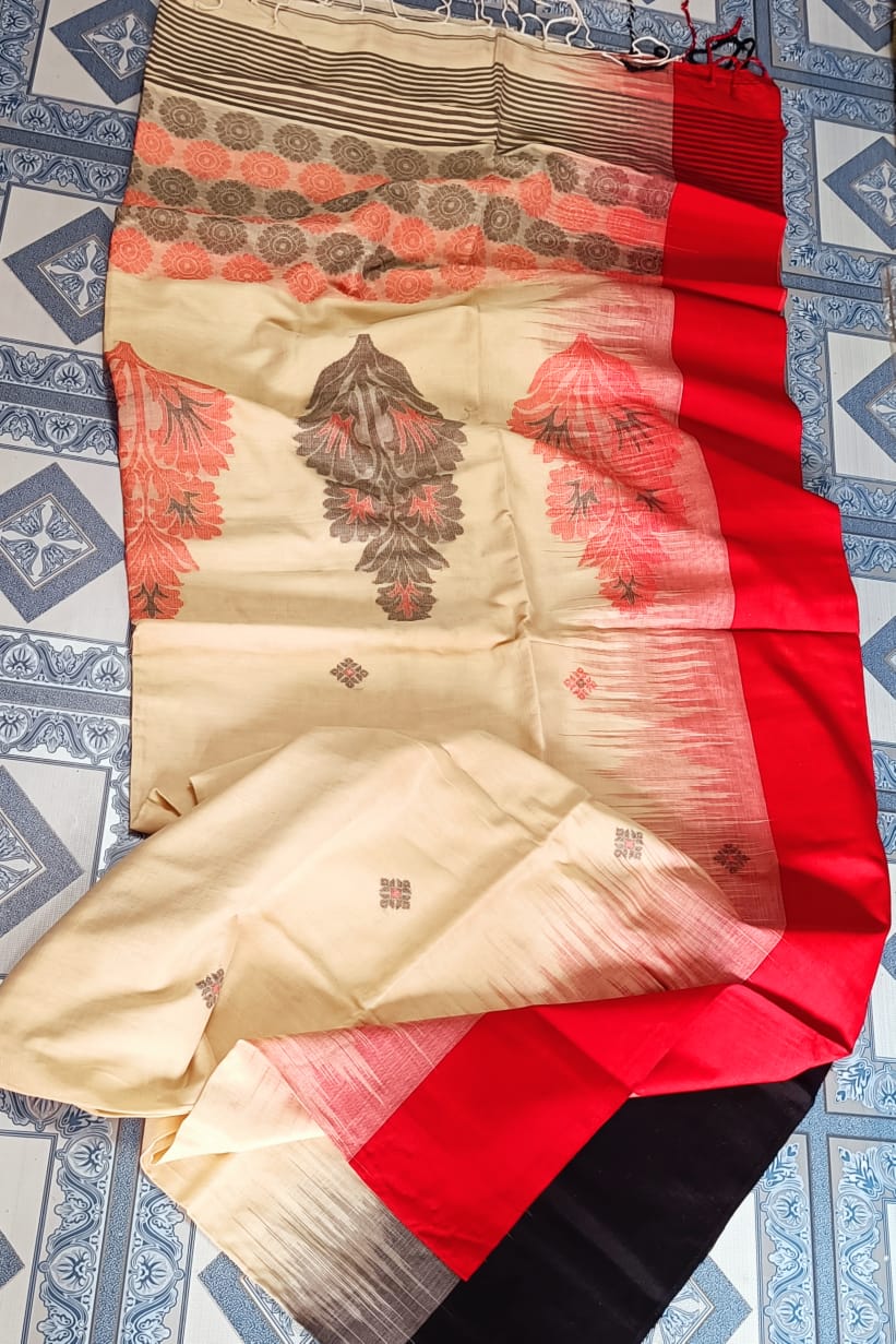 Pure Cotton jamdani Saree With Running Blouse  . ( Length- 6.3 meter