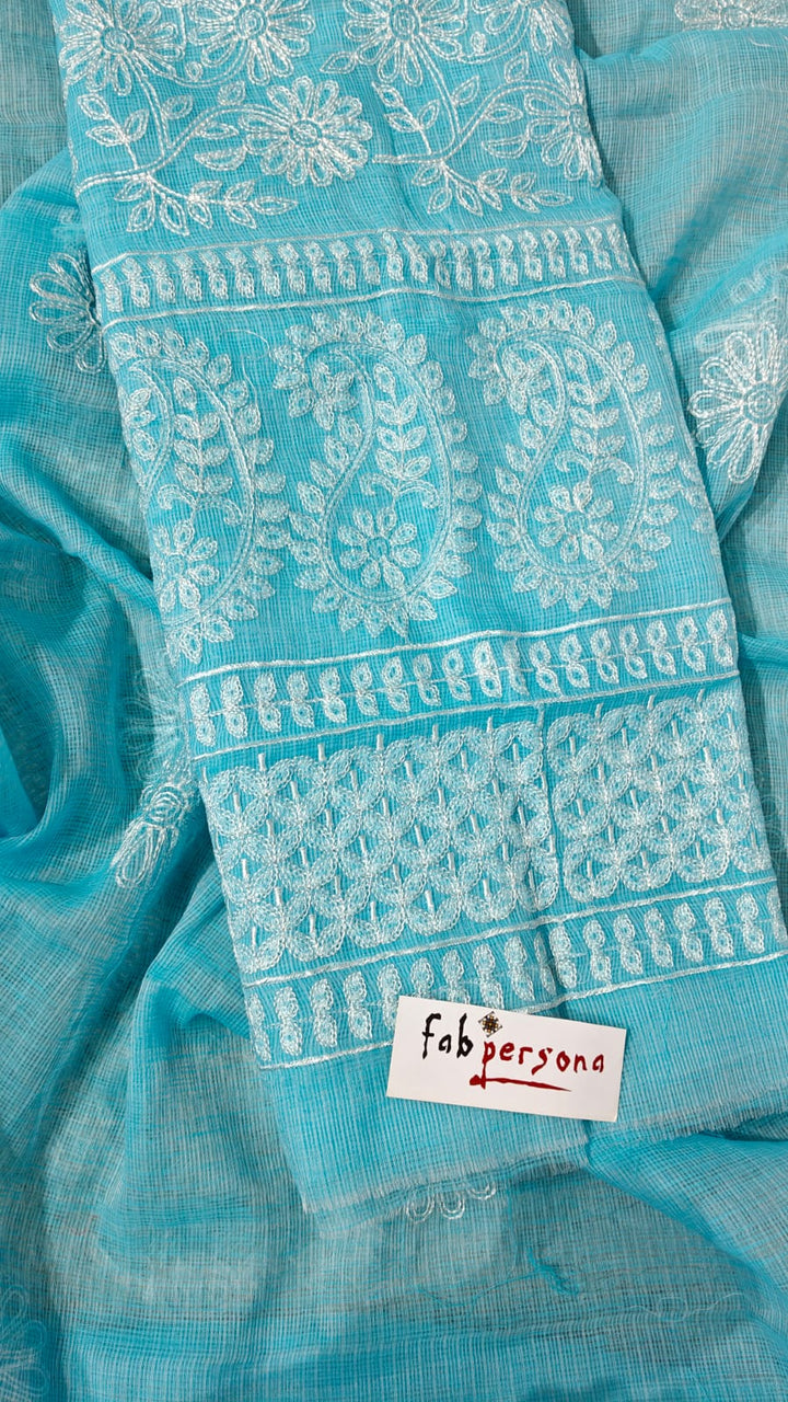Pure Cotton Kota Doriya Embroidery Unstitched Suit With Dupatta