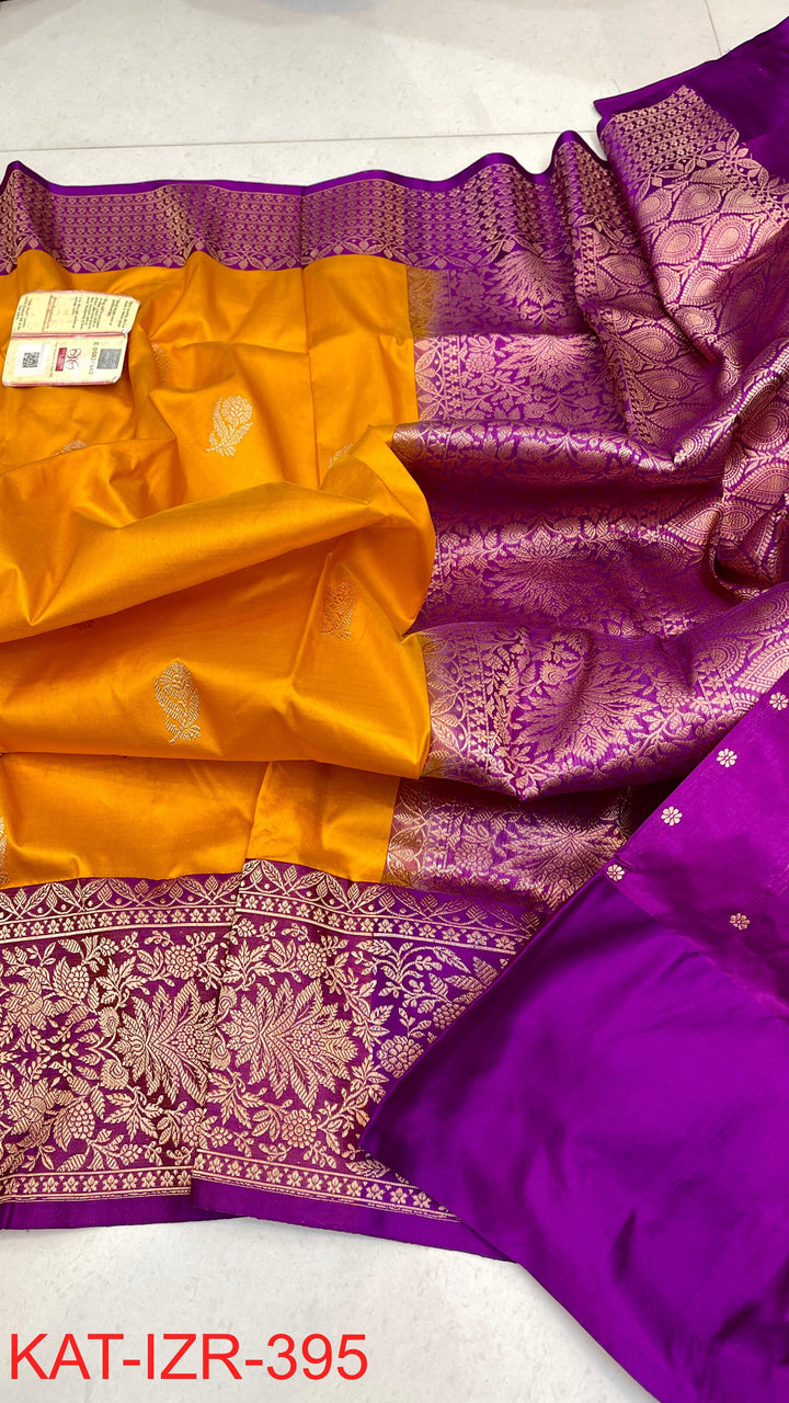 Pure Katan Silk Saree With Antique Zari Work Saree.