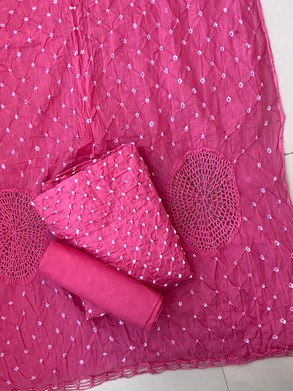 Pure Cotton Shatin Badhani Print Unstitched suit