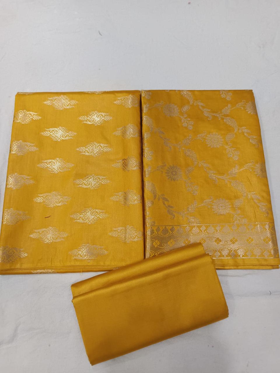 Banarasi  Resham Silk Cotton Zari  Work Unstitched Suit