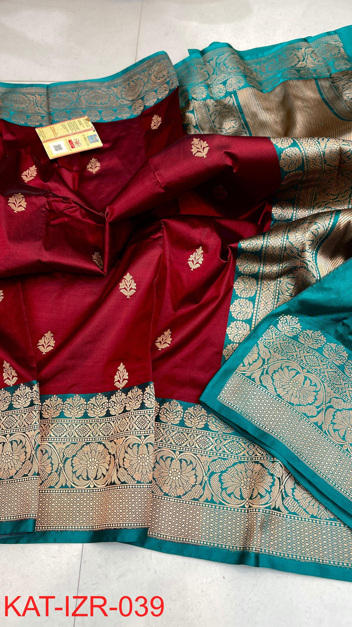 Pure Katan silk Saree with Antique Zari Work Saree.
