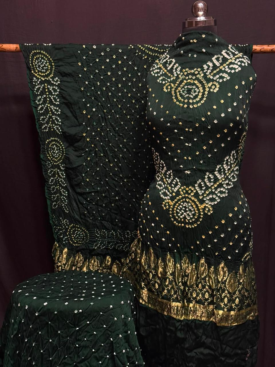 Premium Pure Modal Silk Rayi Bandhej 3-Piece Suit with Heavy Tissue Pallu Dupatta