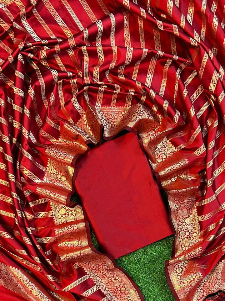 Exclusive Banarasi Soft Silk 3 pc Unstitched Suit .