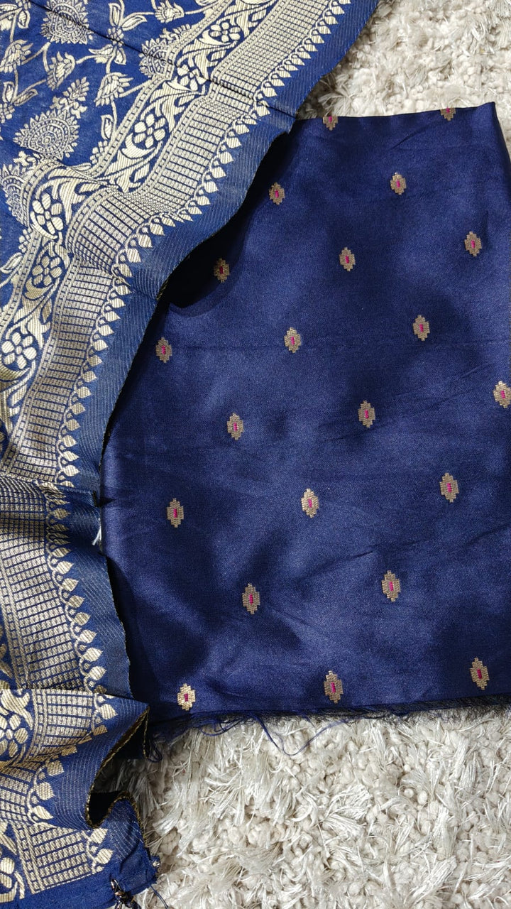 Banarasi Soft Silk Zari work Unstitched Suit.
