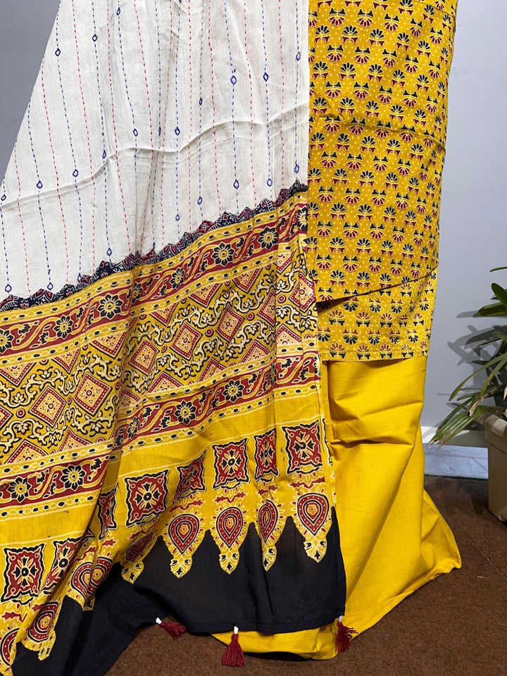Pure Cotton Azrakh Print Unstitched suit With Dupatta