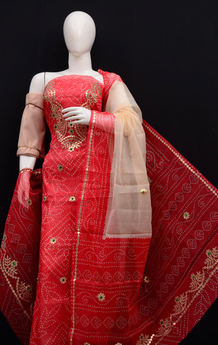 Kota Doriya Bandej Gotta Patti Work Unstitched Suit .
